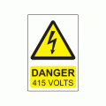 75 x 50mm Danger 415 Volts Colour PP Label