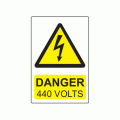 75 x 50mm Danger 440 Volts Colour PP Label