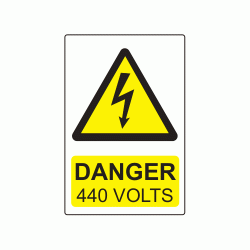 75 x 50mm Danger 440 Volts Colour PP Label