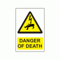 75 x 50mm Danger Of Death Colour PP Label