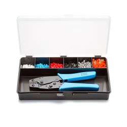 Cord End Ferrule Kit 1F, Crimp Tool and Assorted French Terminals