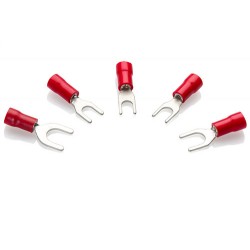 Red Spade Terminal (Narrow) to fit 3mm Stud, Pack of 100