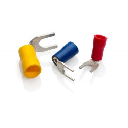 Yellow Right Angled Spade Terminal to fit 4mm Stud, Pack of 100