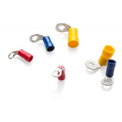 Red Right Angled Ring Terminal to fit 3mm Stud, Pack of 100