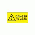 50 x 25mm Danger 110 Volts Polypropylene Label, Roll of 500