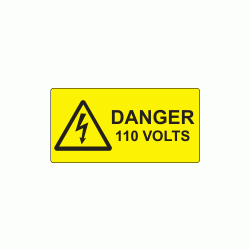 50 x 25mm Danger 110 Volts Polypropylene Label, Bag of 10