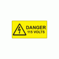 50 x 25mm Danger 115 Volts Polypropylene Label, Roll of 500