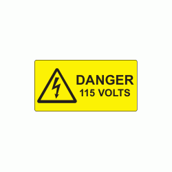 50 x 25mm Danger 115 Volts Polypropylene Label, Roll of 50