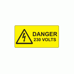 50 x 25mm Danger 230 Volts Polypropylene Label