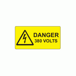 50 x 25mm Danger 380 Volts Polypropylene Label