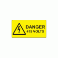 50 x 25mm Danger 415 Volts Polypropylene Label