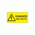 50 x 25mm Danger 440 Volts Polypropylene Label