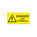 50 x 25mm Danger Live Terminals Polypropylene Label