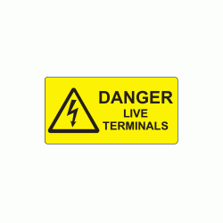 50 x 25mm Danger Live Terminals Polypropylene Label