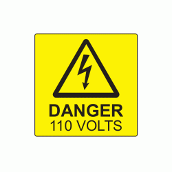 50 x 50mm Danger 110 Volts Polypropylene Label