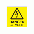 50 x 50mm Danger 240 Volts Polypropylene Label