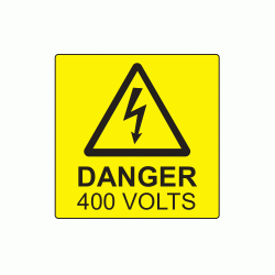 50 x 50mm Danger 400 Volts Polypropylene Label
