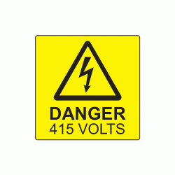 50 x 50mm Danger 415 Volts Engraved Laminate Label, Pack of 10