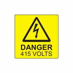 50 x 50mm Danger 415 Volts Polypropylene Label