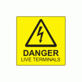 50 x 50mm Danger Live Terminals Polypropylene Label