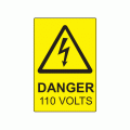 75 x 50mm Danger 110 Volts Engraved Laminate Label, Pack of 10