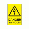 75 x 50mm Danger 115 Volts Engraved Laminate Label, Pack of 10