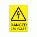75 x 50mm Danger 380 Volts Polypropylene Label
