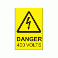 75 x 50mm Danger 400 Volts Polypropylene Label