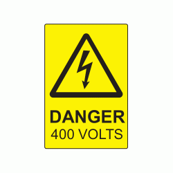 75 x 50mm Danger 400 Volts Polypropylene Label