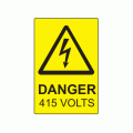 75 x 50mm Danger 415 Volts Polypropylene Label
