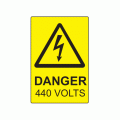 75 x 50mm Danger 440 Volts Engraved Laminate Label, Pack of 10