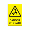 75 x 50mm Danger Of Death Engraved Laminate Label, Pack of 10