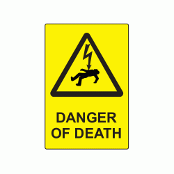 75 x 50mm Danger Of Death Engraved Laminate Label, Pack of 10