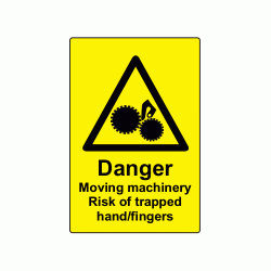 75 x 50mm Danger Moving Machinery Polypropylene Label