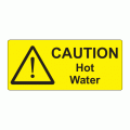80 x 35mm Caution Hot Water Polypropylene Label