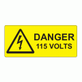 80 x 35mm Danger 115 Volts Polypropylene Label