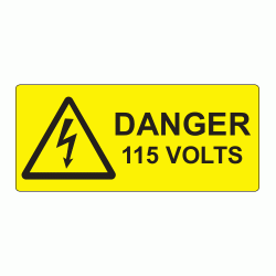 80 x 35mm Danger 115 Volts Polypropylene Label