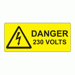 80 x 35mm Danger 230 Volts Polypropylene Label