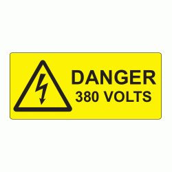 80 x 35mm Danger 380 Volts Polypropylene Label