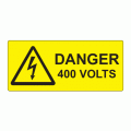 80 x 35mm Danger 400 Volts Polypropylene Label