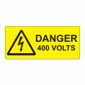 80 x 35mm Danger 400 Volts Engraved Laminate Label, Pack of 10