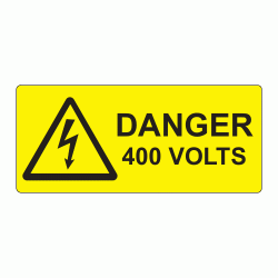 80 x 35mm Danger 400 Volts Engraved Laminate Label, Pack of 10