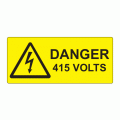 80 x 35mm Danger 415 Volts Polypropylene Label