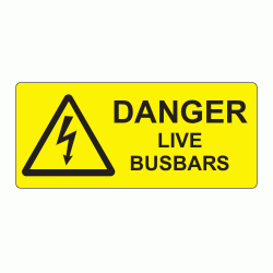 80 x 35mm Danger Live Busbars Polypropylene Label