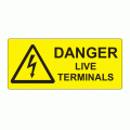 80 x 35mm Danger Live Terminals Polypropylene Label