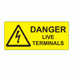 80 x 35mm Danger Live Terminals Engraved Laminate Label, Pack of 10