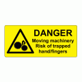 80 x 35mm Danger Moving Machinery Engraved Laminate Label, Pack of 10