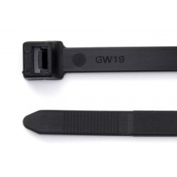 240mm x 7.6mm Black Heavy Duty Cable Tie, Pack of 100