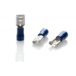 Blue Female Push-On Connector for 6.3mm Tab, Pack of 100