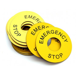 60mm Emergency Stop Engraved Laminate Label, Pack of 10